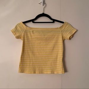 Yellow and white stripe crop top